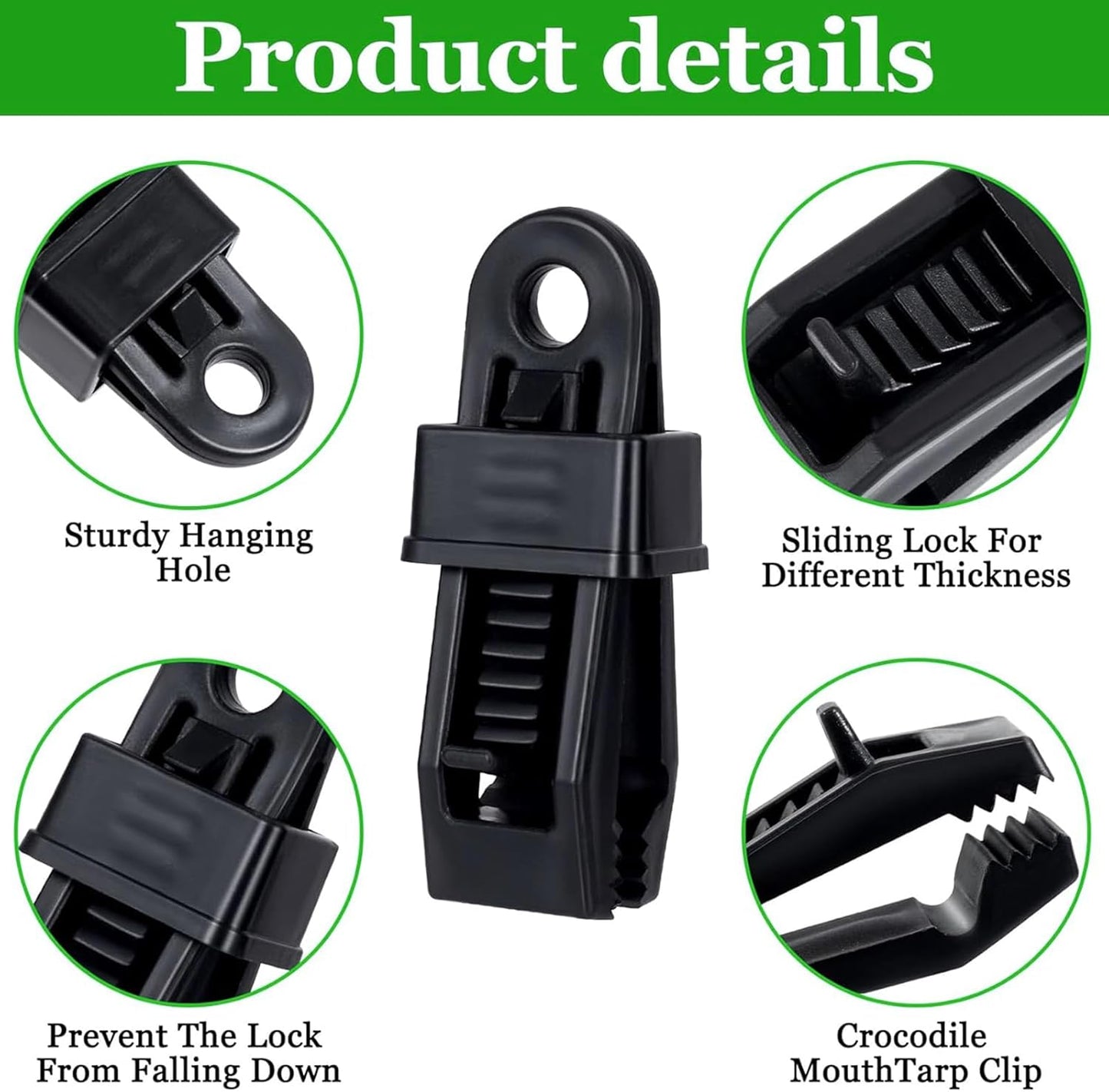 30 Heavy-Duty Tent Rope Clips – Windproof Canopy Clamps for Camping & Outdoor Use