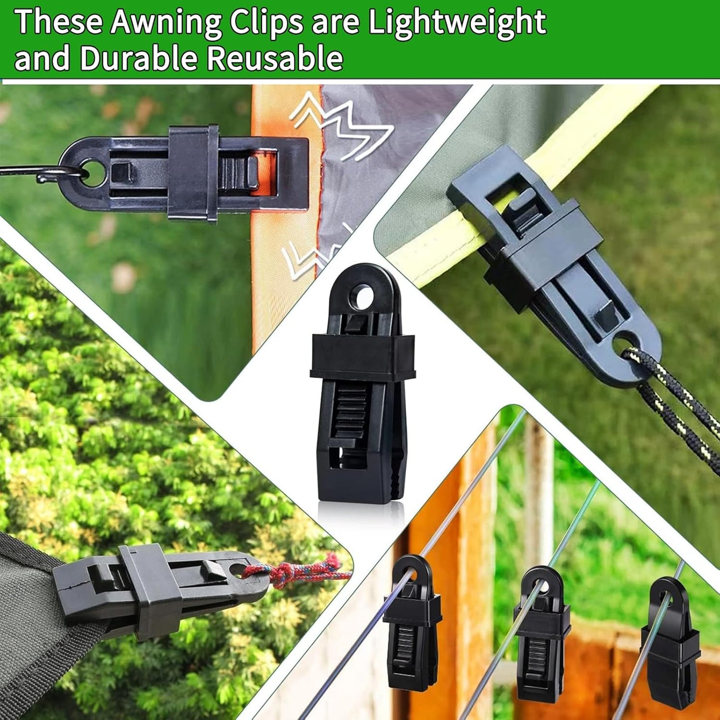 30 Heavy-Duty Tent Rope Clips – Windproof Canopy Clamps for Camping & Outdoor Use