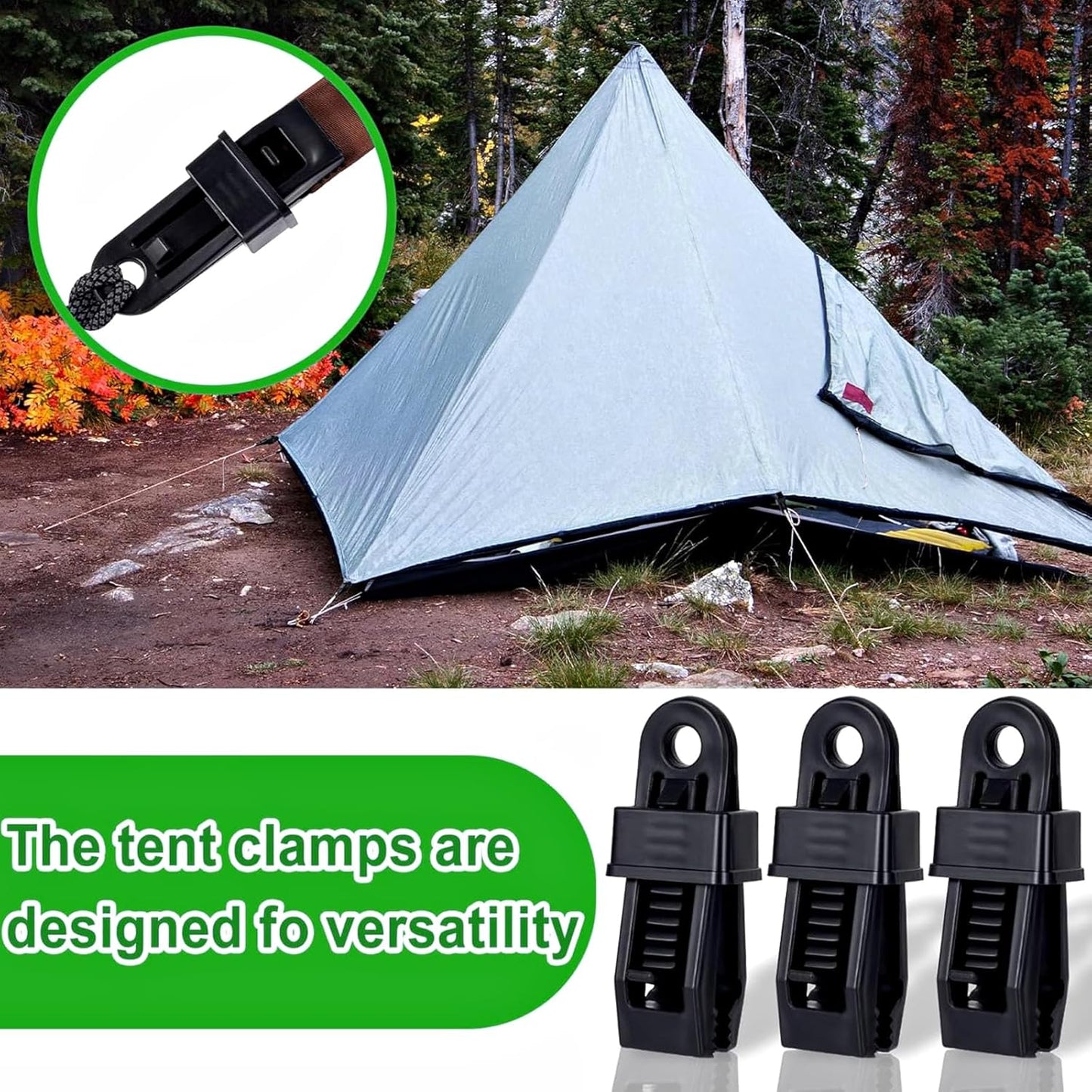 30 Heavy-Duty Tent Rope Clips – Windproof Canopy Clamps for Camping & Outdoor Use